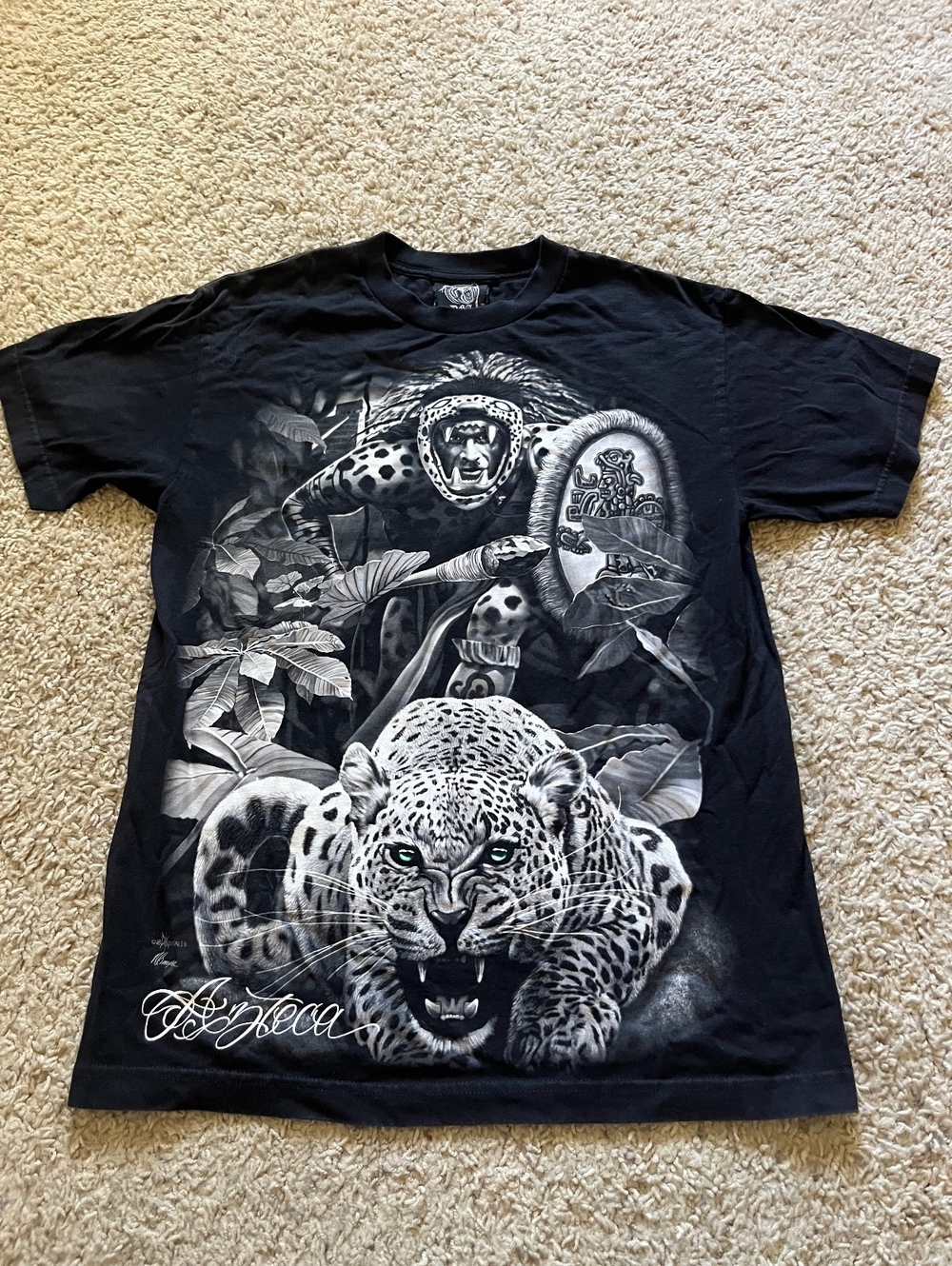 DGA Aztec Warrior Jaguar Large Print Graphic Tee M
